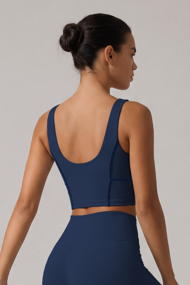 Women's Wide Strap U-Back Sport Bra with Soft Boning Support