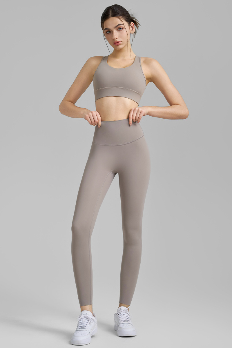 Women's Sets:Mesh Panel Back Bra And High Waist Leggings