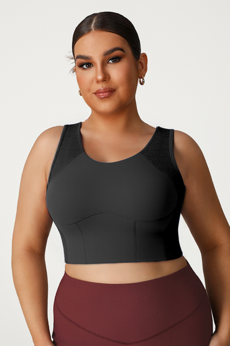 Plus Size Women's  Crisscross Back Sports Bra With Back Clos