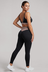 Women's Double Thin Strap Bra And High Rise Legging Yoga Set