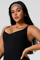 Plus Size Women's Low-Back Strap V-neck Sports Jumpsuit