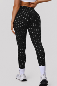 Women's Polka-Dot High-Waist Criss-Cross Hollow-Out Leggings