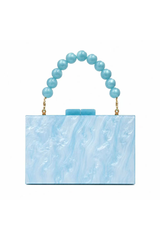 Women's Pearl Handle Acrylic Box Clutch Bag