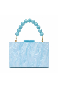 Women's Pearl Handle Acrylic Box Clutch Bag
