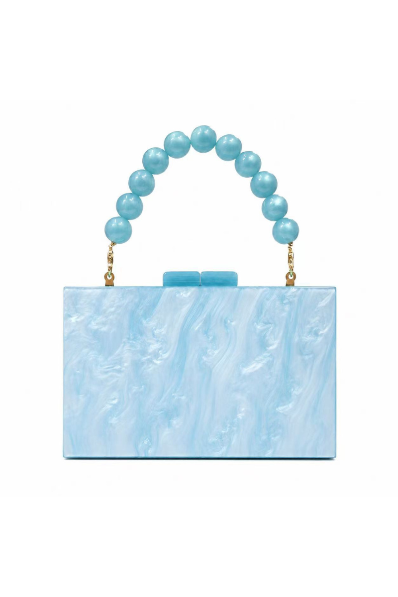 Women's Pearl Handle Acrylic Box Clutch Bag