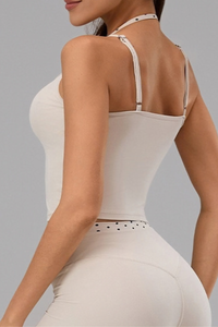 Women's Halterneck Polka Dot Cropped Workout Yoga Tank Top