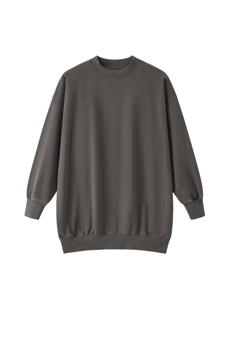 Women's Fall 100% Cotton Drop-Shoulder Long Sweatshirt Dress