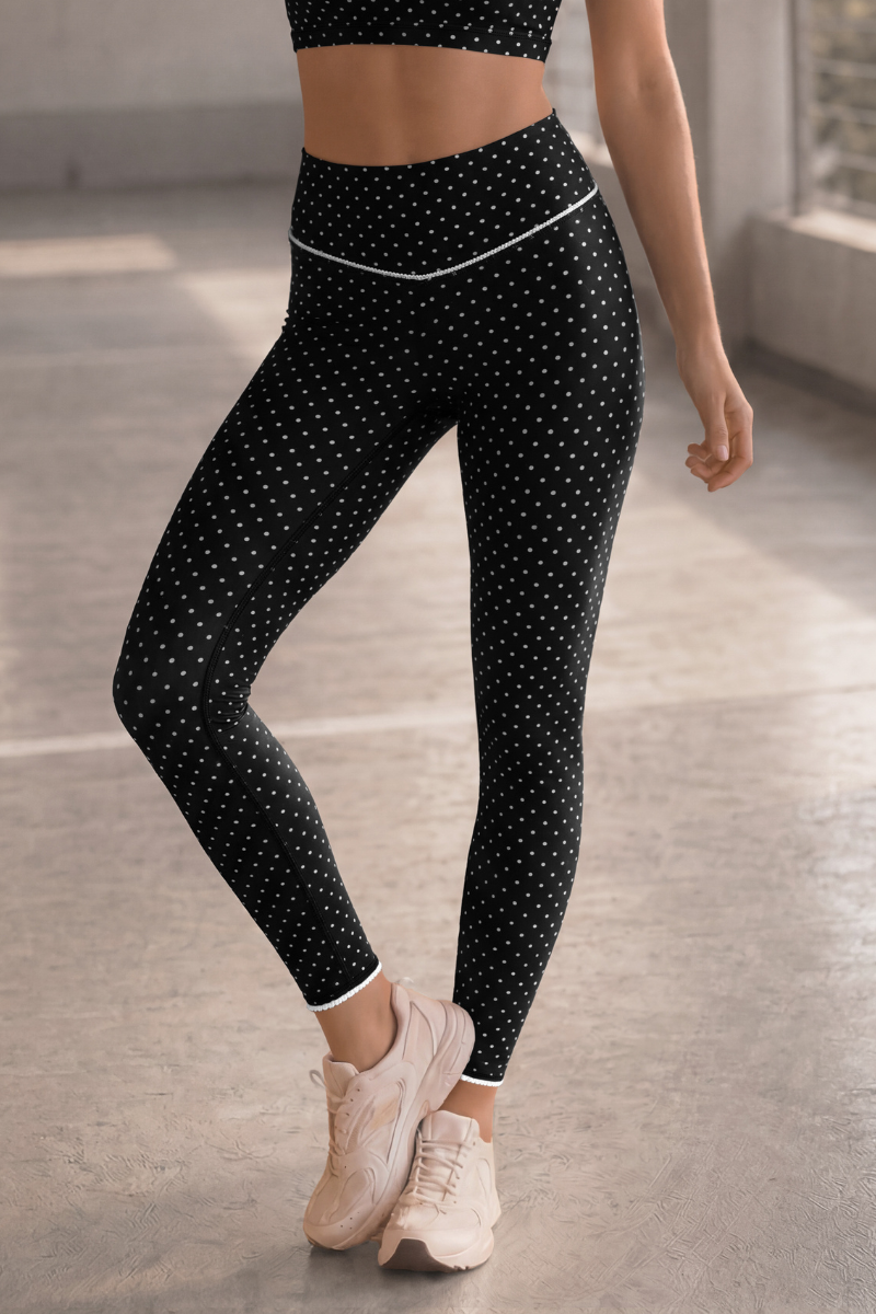 Women's Polka Dot V High Rise No Front Seam Yoga Leggings