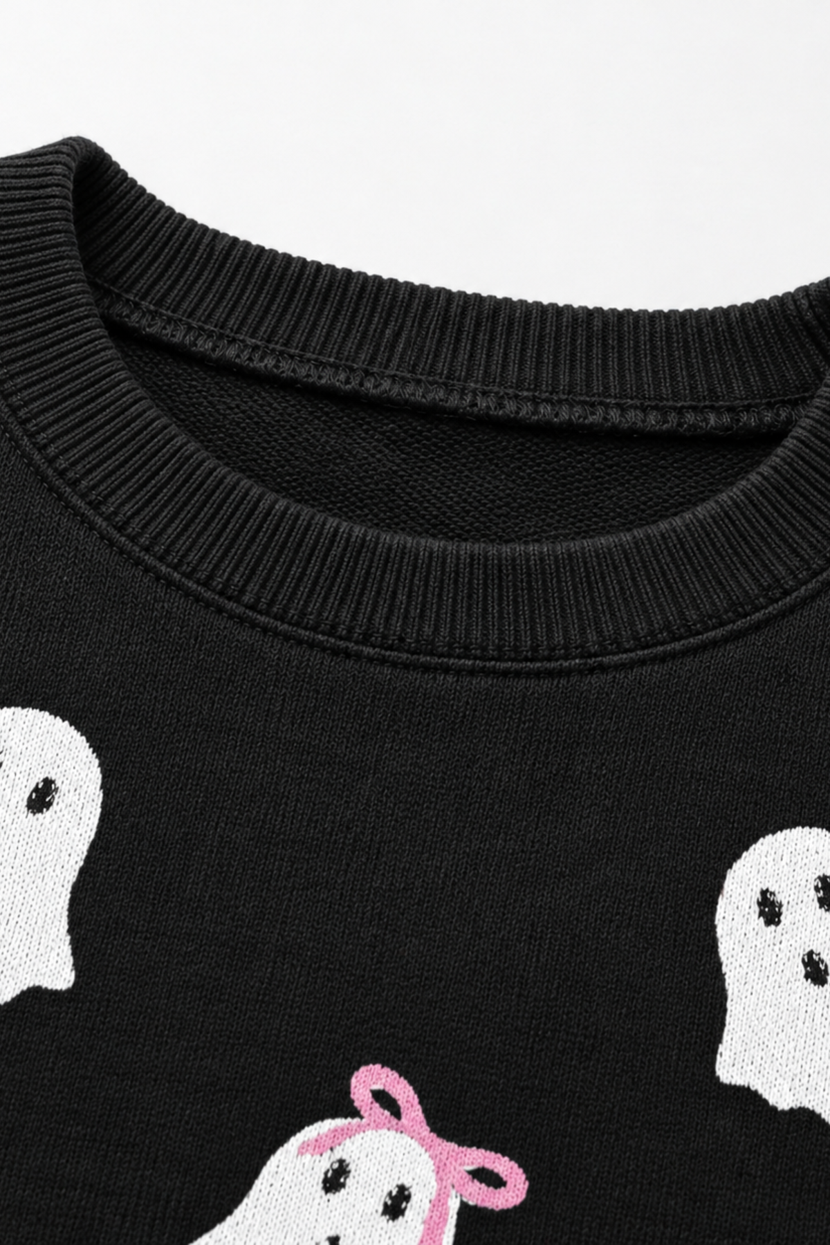 Women's Halloween Ghost Sequin Crew Neck Sweatshirt