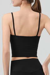 Women's Fake Two Piece Square Neck Cropped Sports Cami