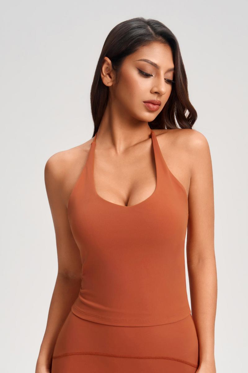 Women's V-Neck Crisscross Open-Back Sports Tank Top