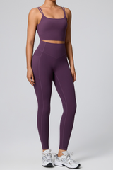 Women's Women's Double Strap Twist Back Bra And Leggings