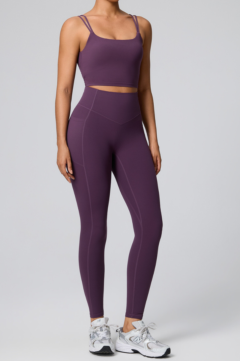 Women's Women's Double Strap Twist Back Bra And Leggings