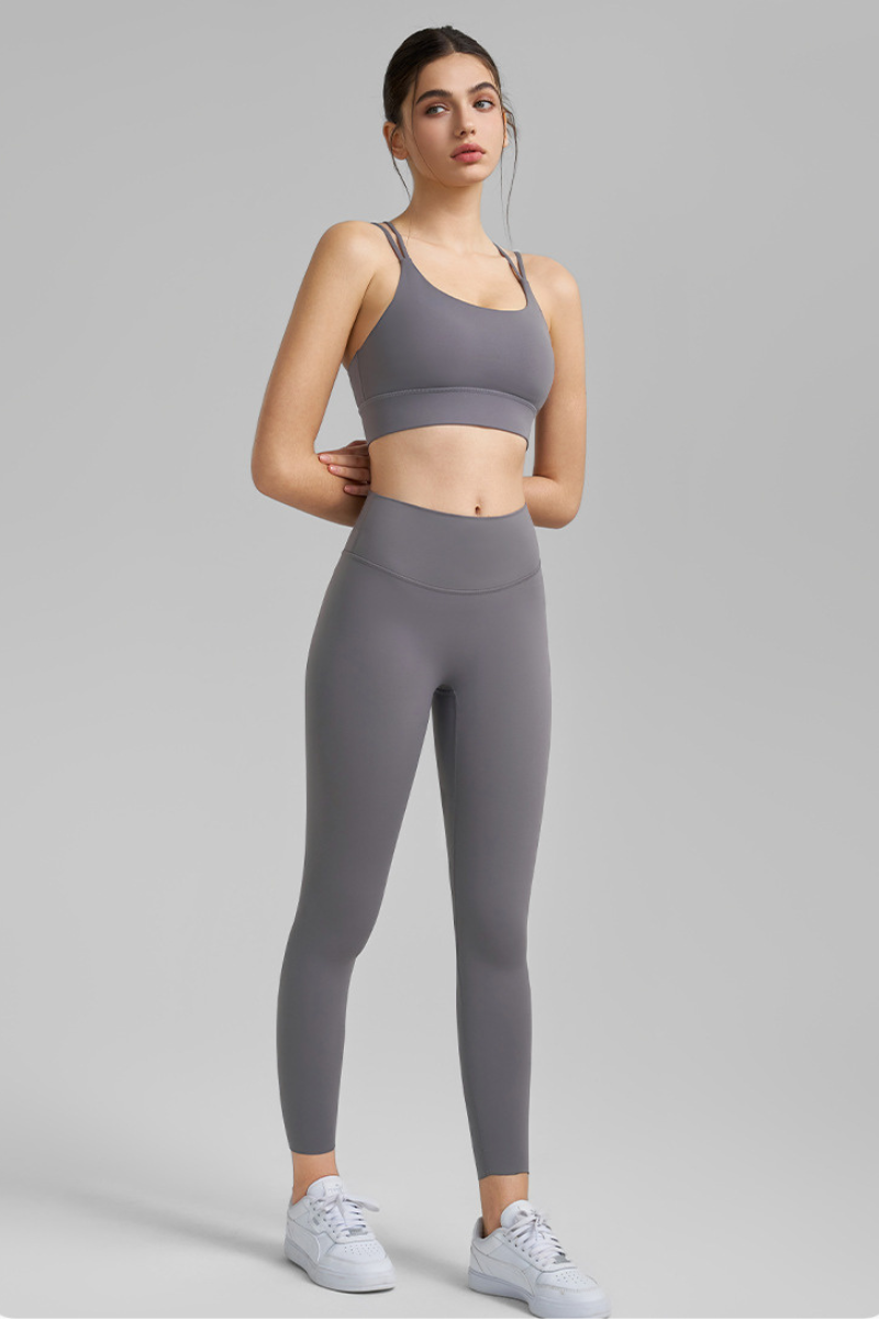 Women's U-Neck Crisscross Back  Bra And Leggings Yoga Sets