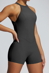 Women’s Pleated Backless One-Piece Sport Jumpsuit