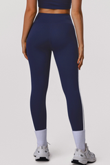 Women's High-Waisted  Side Color-Block Striped Leggings