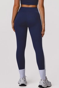 Women's High-Waisted  Side Color-Block Striped Leggings