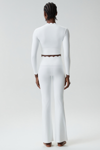 Women's Petal Long Sleeve Top And Flare Pants Two-Piece Set