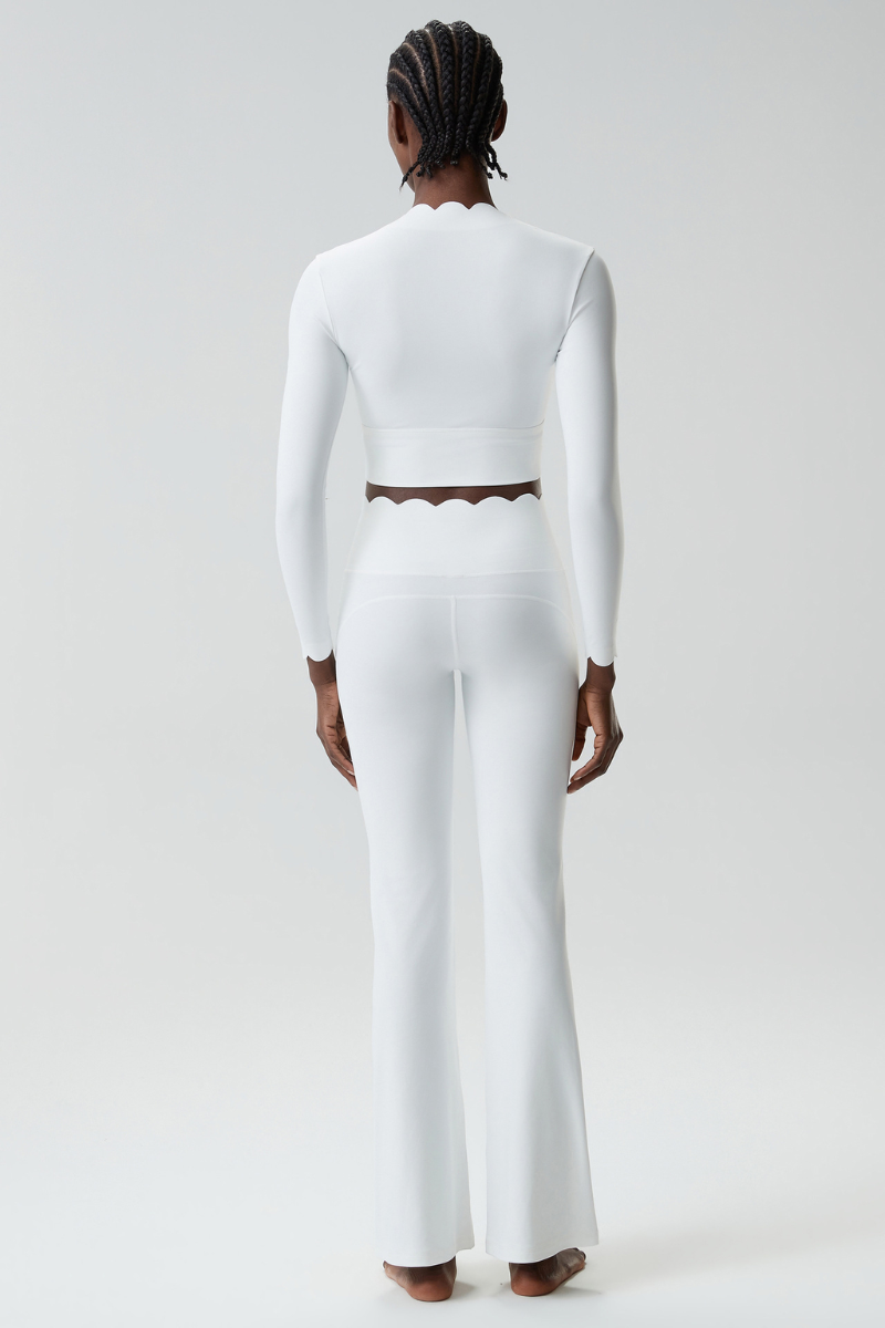 Women's Petal Long Sleeve Top And Flare Pants Two-Piece Set