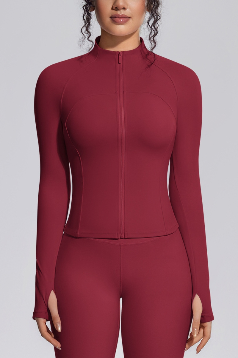 Women's Stand Collar Full Zip Slim Fit Workout Yoga Jacket