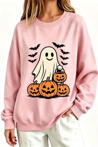 Women's Fall Halloween Spooky Ghost Pumpkin Sweatshirt