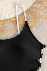 Women's U-neck Color Block Side Cutout Fitted Swimsuit