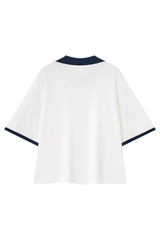 Unisex V-Neck Contrast Trim Polo Collar Sports T-shirt