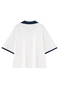 Unisex V-Neck Contrast Trim Polo Collar Sports T-shirt