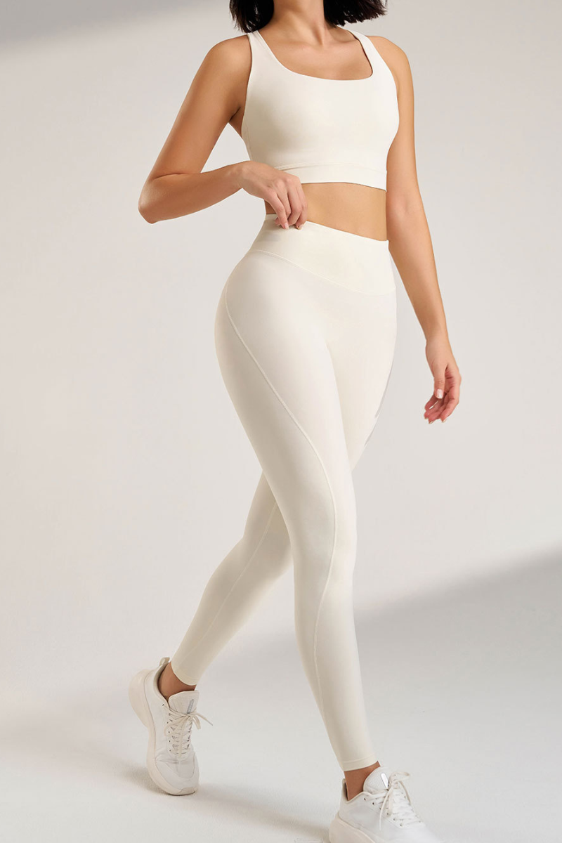 Women's Two-Piece Set:Cross Back Sports Bra & Yoga Leggings