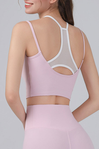 Women's Double Straps Mesh Spliced Cropped Sports Cami