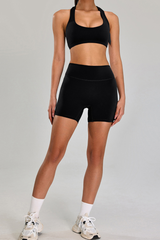 Women's Two-Piece Set:U-Neck Bra And Slim Shorts
