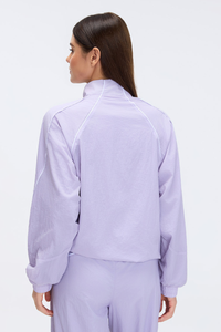 Women's Stand Collar Lightweight Drawstring Hem Sports Jacket
