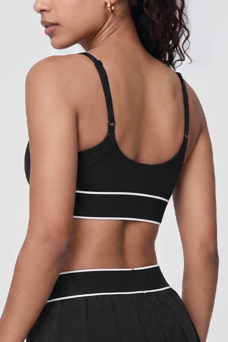 Women's Color Block Ribbed Thin Strap Sports Bra