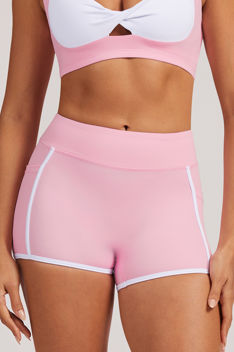 Color-contrast yoga shorts
