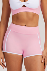 Color-contrast yoga shorts