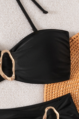 Women's Solid Halterneck Sexy Two Piece Bikini Set