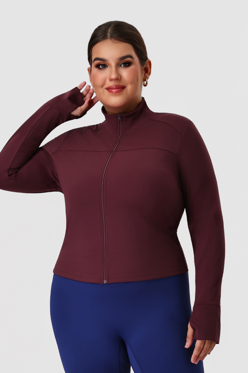 Plus Size Women's Fitted Zip-Up Yoga Jacket