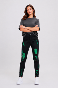 Women's Unique High Waist Distressed Skinny Jeans