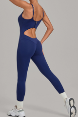 Women’s Cutout Adjustable Strap Form-Fitting Yoga Jumpsuit