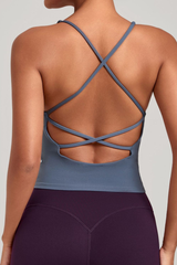 Women's Athletic V-neck Cross Back Tank Top