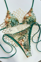 Women's Summer Leopard Print Halterneck Beach Bikini Sets