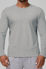 Men's Summer Crew Neck Skin-Friendly Solid Long Sleeve Athletic Top