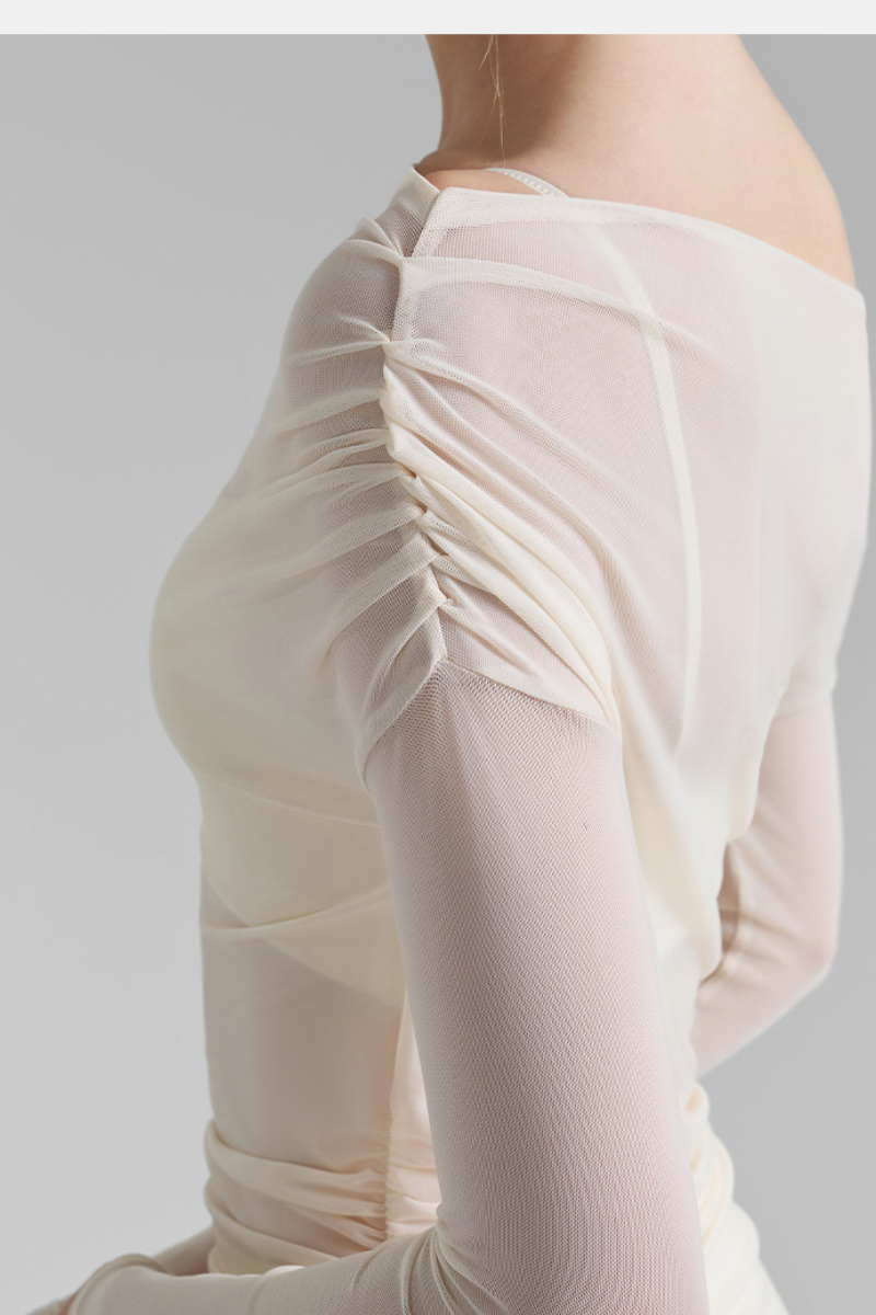 Women's Yoga 3-Piece Set:Bra+ Off-Shoulder Mesh Top+Leggings