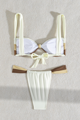 Women's Minimalist Color Block Twist Front Sexy Bikini