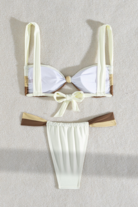 Women's Minimalist Color Block Twist Front Sexy Bikini