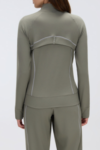 Women's Sports Set:Stand Collar Jacket And Straight Leg Pant