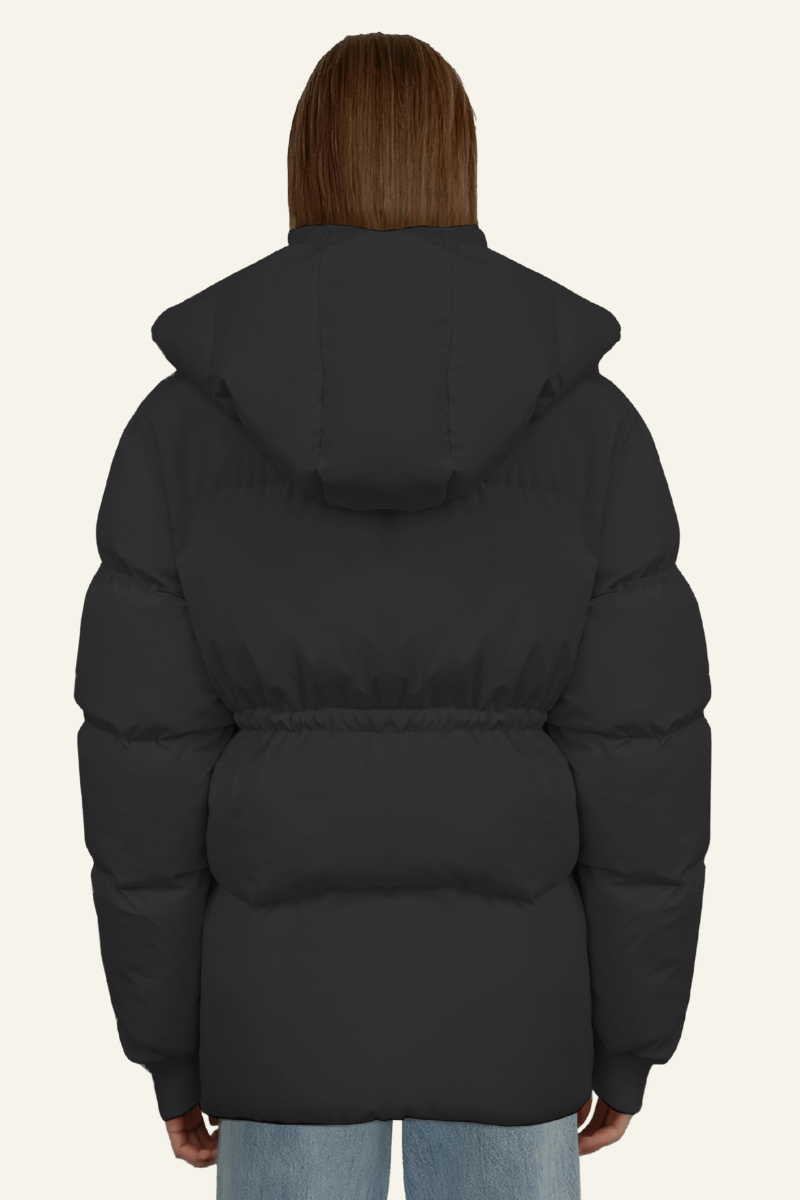 Women's Waist-Cinched Hooded Cotton Jacket