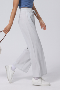 Women's Elastic Waist with Drawstring Wide Leg Sports Pants