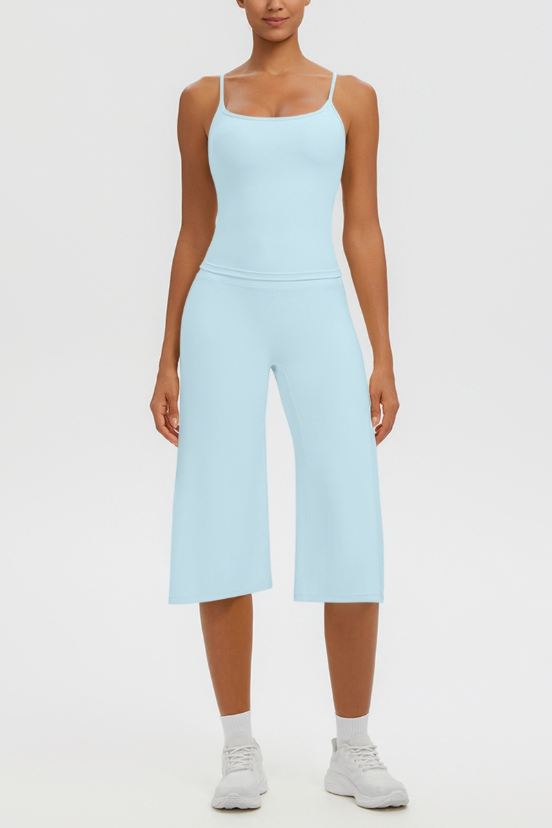 Women's Tank Top & Wide Leg Yoga Cropped Pants Set