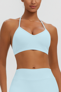 Women's Naked Feel Padded Halter V Neck Sports Bra